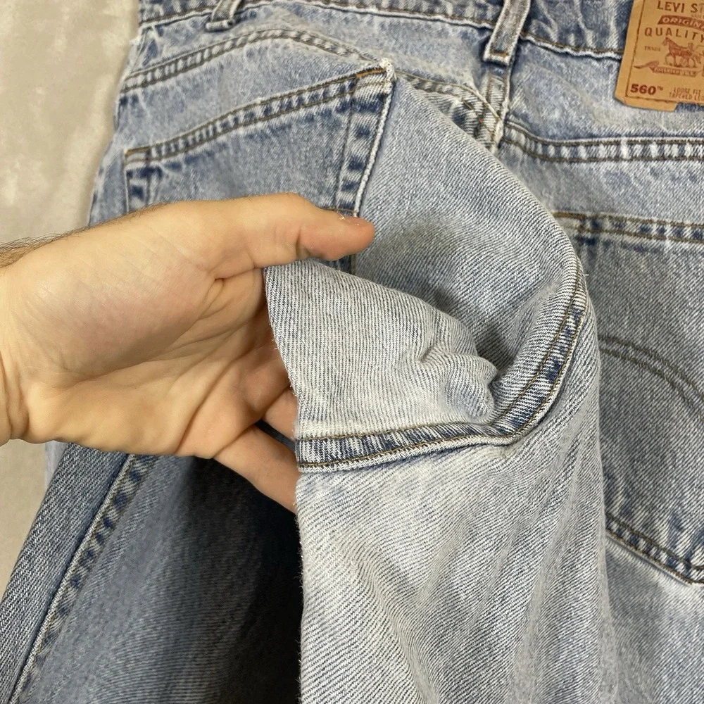 Levis 560 Jeans 34x34 Mens 00s Blue Relaxed Comfort Fit Stonewash Tapered Denim